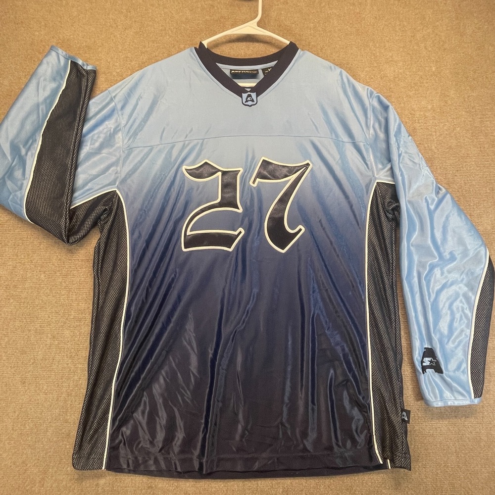 Starter Asphalt Ombre Jersey Shirt Mens Medium #27 Eddie George Titans Colors LS